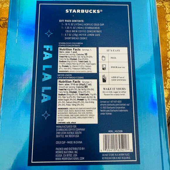 Starbucks 16 oz Cold Brew Coffee Cup Red Tumbler Fa La La Gift Set Reusable NEW - Picture 5 of 5